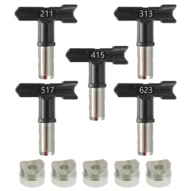 EPLZON 5 Pieces 211/313/415/517/623 Spray Nozzle Reversible Airless Spray Nozzle Airless Paint Sprayer Gun Nozzle with 5 Pieces airless Spray Gun mesh Filters Apply to Homes Decks Fences