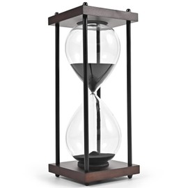 TeacherFav Hourglass Timer 60 Minute Large, Decorative Wooden Sandglass, Black