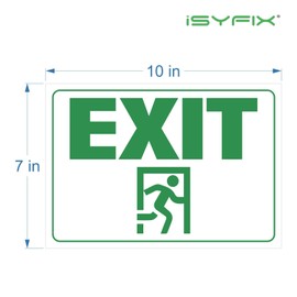 iSYFIX Exit Signs Stickers – 2 Pack 10x7 Inch – Premium Self-Adhesive Vinyl, Laminated for Ultimate UV, Weather, Scratch, Water and Fade Resistance, for Office, Buildings, Workplace, Indoor & Outdoor