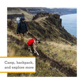 RUFFWEAR, Palisades Dog Backpack, Multi-Day Hiking Pack with Saddlebags and Hydration Bladders, Red Sumac, Large/X-Large