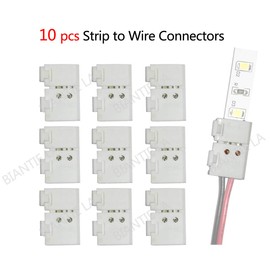 Biantie La 2-Pin 8mm Solderless LED Strip Connectors Unwired Clips - DIY Strip to Wire Quick Connection for 12v 24v Single Color SMD 3528 2835 Led Strip Lights (Pack of 10)