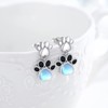 Moonstone Earrings 925 Sterling Silver Cat Paw Print Stud Earrings