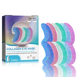 Soleneva 6PCS Set Kollagen Augenpads, Augenpads Hyaluron Gegen Augenringe und Tränensäcke, Anti Aging Augenpads Gegen Augenringe Entfernen, Eye Patches zur Faltenreduzierung und strafferer Augenpartie