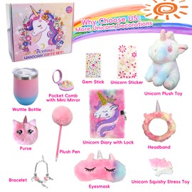 PLYFOU Gifts for Girls, Kids Stuffed Animal Plush Toy with Diary Headband Eye Mask Christmas Birthday Gifts for Little Girls Age 5 6 7 8 9 10