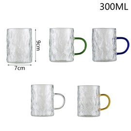 Soulnioi Transparent Frosted Coffee Cup Drinking Glasses with Coloured Handle for Hot and Cold Drinks (Green)