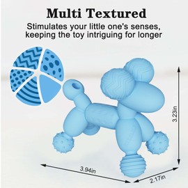 MISSLILI BabyTeether for Teething Relief | 100% Food-Grade Silicone Teething Toys for Baby 3-6, 12, 18 Months Infant, Newborns, BPA-Free, PVC-Free | Blue