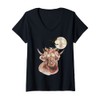 Womens Mystical Highland Cow Floral Wreath Full Moon Autumn Fall