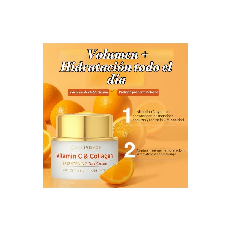 Hidratante Facial Vitamina Colágeno Probado Por Dermatólogos Crema Día Antienvejecimiento