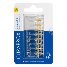 Curaprox Cepillos interdentales CPS 09 Prime, Recambio, 8 Piezas, Amarillo, Eficacia de 4 mm, Paquete de Recambio, Sin Soporte