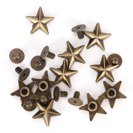 Star Shape Rivet Set, 50pcs 14MM Convex Clothing Rivet, Zinc Alloy Anti‑Rust Rivet Stud Button with Screw, for Leather Bags Shoes Clothing Birthday(bronze color)