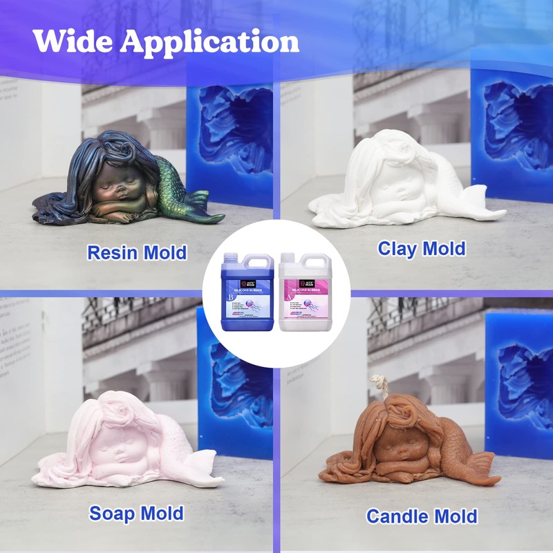 LET'S RESIN Silicone Mold Making Kit 30A,160oz/10Lbs Durable Mold Making