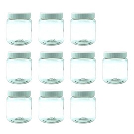 Envase Bote Tarro Contenedor pet plástico 250ml con tapa plana (10)                                                                                   