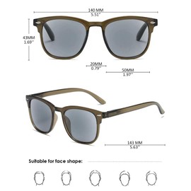 KOOSUFA Stylish Reading Sunglasses Blue Light Blocking Sun Readers for Men Women Spring Hinge Outdoor UV Protection UV Resistant Transparent brown 3.0