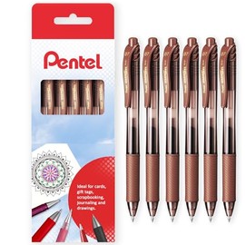 Pentel Energel X BL107 Retractable Gel Rollerball Pen - 0.7mm Tip - Brown Ink - Box of 6