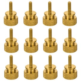 sourcing map 12pcs M3x10mm Knurled Thumb Screw Computer Case Threaded Hand Tighten Screws Aluminum Alloy for PC Case, Gold