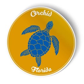 Squiddy Orchid Florida Vacation Beach Town - Vinyl Sticker - Large Size (11" high)