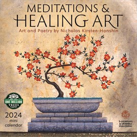 Meditations & Healing Art 2024 Mini Wall Calendar: Art and Poetry by Nicholas Kirsten-Honshin | Compact 7" x 14" Open | Amber Lotus Publishing