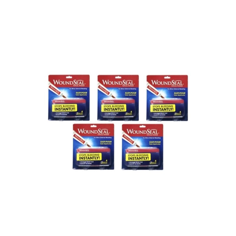 5 Pack WoundSeal Powder 4 Single Use Applications Stops Bleeding