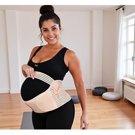 Maternity Belly Band, Pregnancy Support Belt, Breathable Belly Support Brace, Lightweight Abdominal Binder, Adjustable 3-in-1 Maternity Belt for All Stages of Pregnancy (X-Large, Nude)