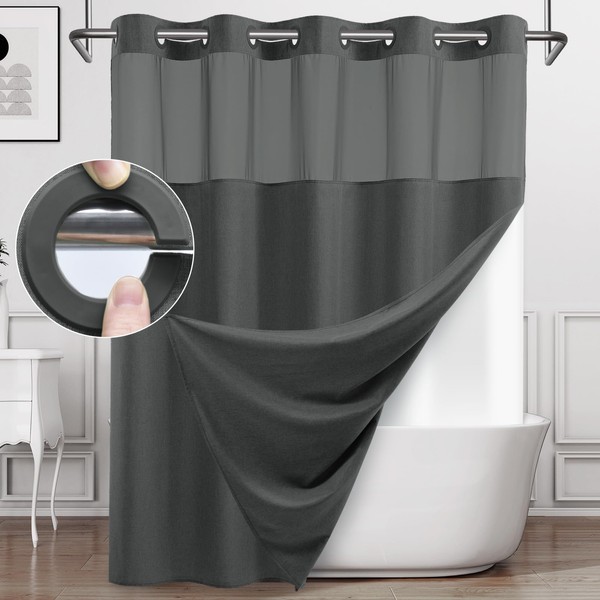 WONICY No Hook Shower Curtain with Snap in Liner, Polyester