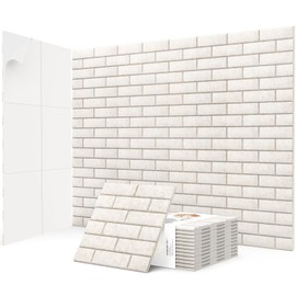 12Pack Acoustic Panels, Self-Adhesive 3D Brick Pattern Sound Proof Panels for Walls, Decorative Sound Dampening Wall Panels for Recording Studios, Offices, Home, 12"×12"×0.4", Camel