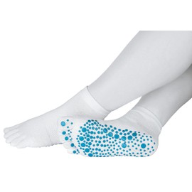 Piarini 1 Pair of Short Toe Socks - ABS Cotton Socks - Socks for Yoga Dance Pilates Fitness - Black Grey Pink White 35-38 39-42, White, 39 - 42