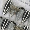 Metallic Silver Handmade Nail Tips - Oval S / 메탈릭