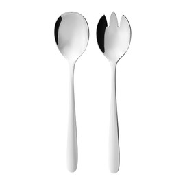 AMBITION Salad Servers Stainless Steel Salad Spoon Salad Fork Elegant Simple Shape Silver Colour Roma Collection