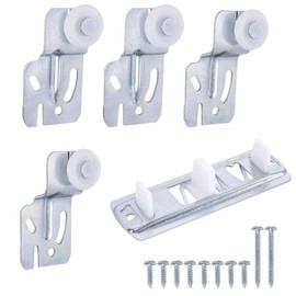 Quiet Glide Sliding Door Roller Set, Top-Hung Sliding Door Hardware Roller & Track Kit, 5-Piece Wardrobe Closet Door Repair Replacement Set