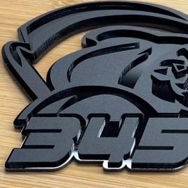 UsaStandard Reaper 345 Sport Car Truck Emblem Badge Matte Black on Black Custom Set of 2