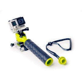 Rugged Floating Camera Grip in Lifeguard Green (high visabilitiy)–Compatible with GoPro Hero12 (Comes with 360 GoPro Mount) Storage Compartment/Floats with Two Cameras|Scuba/Ocean Ready