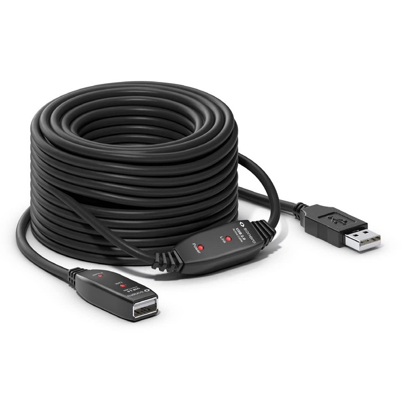 sonero® USB 2.0 Kabel, aktives Verlängerungskabel mit Signalverstärker, Datenkabel, USB-A