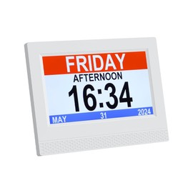 Artiss 7" Digital Day Clock Alarm Calendar Dementia Date Week Month Year White