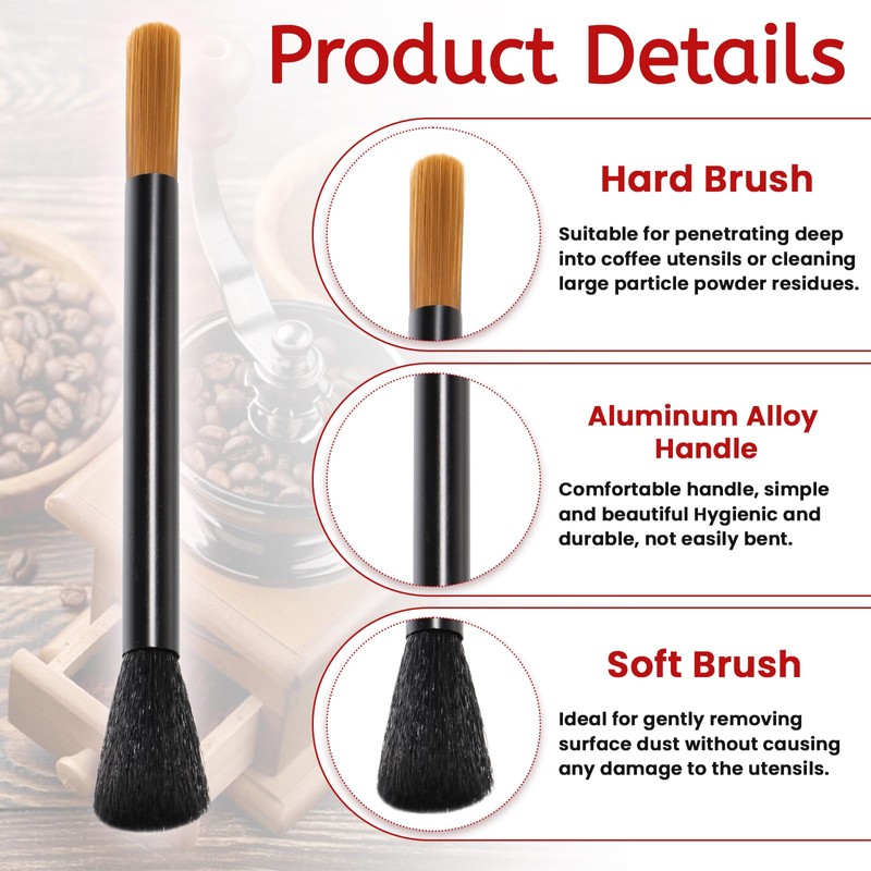 Giantree Dual Head Coffee Brush, Coffee Grinder Brush, Dusting Espresso