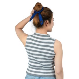 LOFBAZ Women's Hair Bobbles with Buttons for Face Mask Ear Protectors Protection Scrunchie Bow Tie Ponytail Accessories Short Blue OS