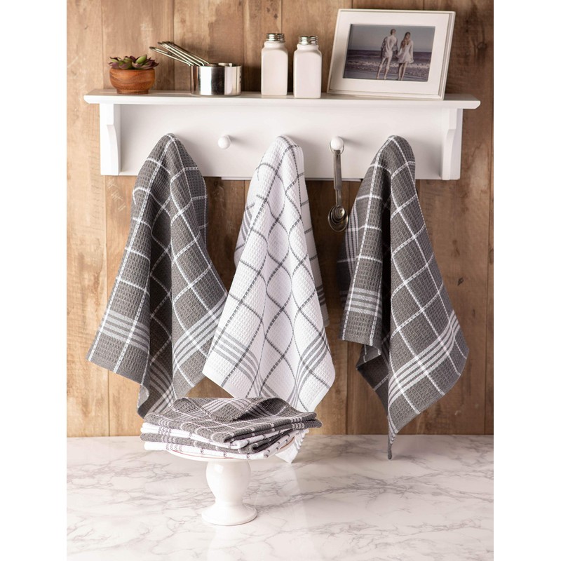 DII Waffle Weave Kitchen Collection, 100% Cotton, Kitchen Set, Gray
