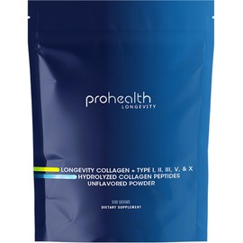 ProHealth Longevity Collagen Peptides Powder - for People Over 40. 20g Multi Collagen. 2g Pro-Collagen. Hyaluronic Acid. Type I, II, III, V, X for Joints, Bones, Hair, Skin, Muscles, Gut - 30 Servings