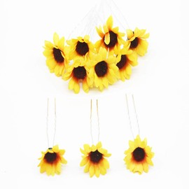 BinaryABC Sunflower Hair Pins Hair Clips for Bridal Wedding Party, Bridesmaids, Proms 10Pcs
