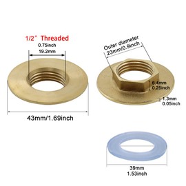 Lock Nuts to Secure Faucet 1/2 Inch Brass for Installation Kit of Faucet Bathroom Pop-Up Locknuts 2 Pack (G1/2 Nuts (Outer Diameter Slightly Larger) 2 Pcs)