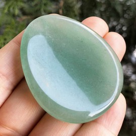 favoramulet Healing Crystal Thumb Worry Stone, Teardrop Carved Palm Pocket Stones for Anxiety Therapy Geometry Chakra Reiki Positive Energy Meditation, Green Aventurine