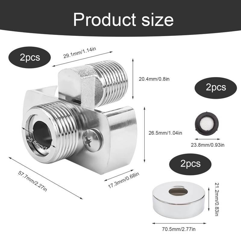 2 Pieces Adjustable Shower Mixer Adapter, AMONENZ Shower Head Adapter,