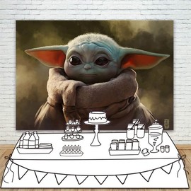 Baby Yoda Happy Birthday Banner - 5x3ft Vinyl Theme for Boys & Girls First Birthday, Baby Shower & Gender Reveal Party Supplies