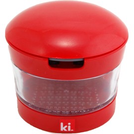Garlic Perfection Press, Crusher, Mincer, and Storage Container - Easy to Clean - Stainless Steel Blades - Red