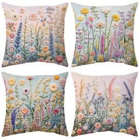 ARNTY Cushion Covers, Cushion Covers, 45 x 45 cm, Set of 4, Velvet Sofa Cushion Cover, Spring Soft Cushion Cover for Sofa, Bedroom, Car