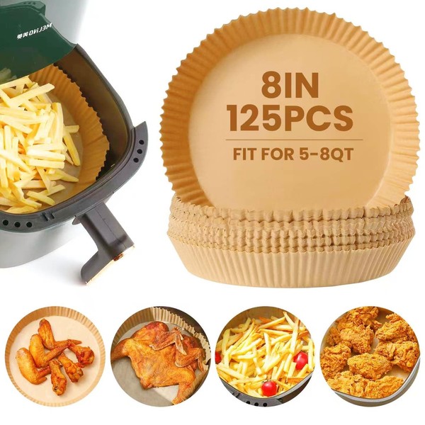 Air Fryer Paper Liners Round 8 Inch, 125Pcs Parchment Paper