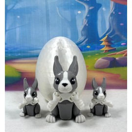 Generic 3Pcs 3D Printed Mini Rabbit, Articulated Easter Bunny Rabbit Fidget Toys, Tiny Animal Rabbit Easter, Fidget ADHD Autism Toy - AMR-Gray