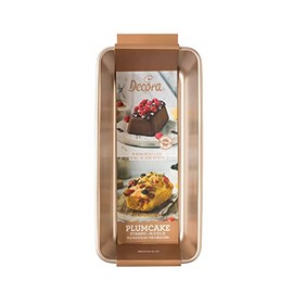 DECORA, 0070107 Gold Line Plumcake Mould 29.5 x 14.8 x 6.5 cm, Ideal for Preparing Delicious Plum Cakes, Robust Non-Stick Metal