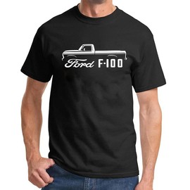 1973-77 Ford F100 Pickup Truck Classic Outline Design Print Tshirt X-Large Black