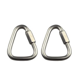 Pack of 2 Carabiner Hooks, Stainless Steel 304 Triangular Carabiner Buckle Quick Connect Durable for Camping, Hiking, Travel, Fishing, Backpack (8mm)