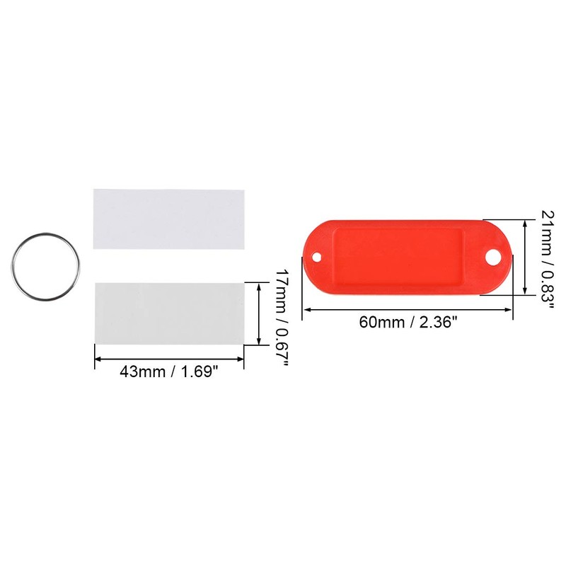 sourcing map Plastic Key Tags with Split Ring Keychain ID